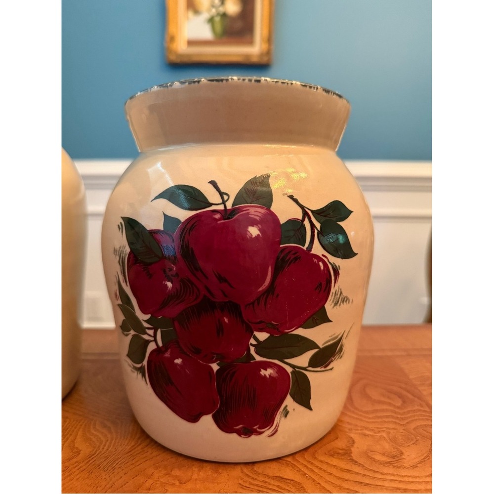 Home & Garden Apples Crock Canister Cookie Jar Made in USA‎ Farmers Market 2004